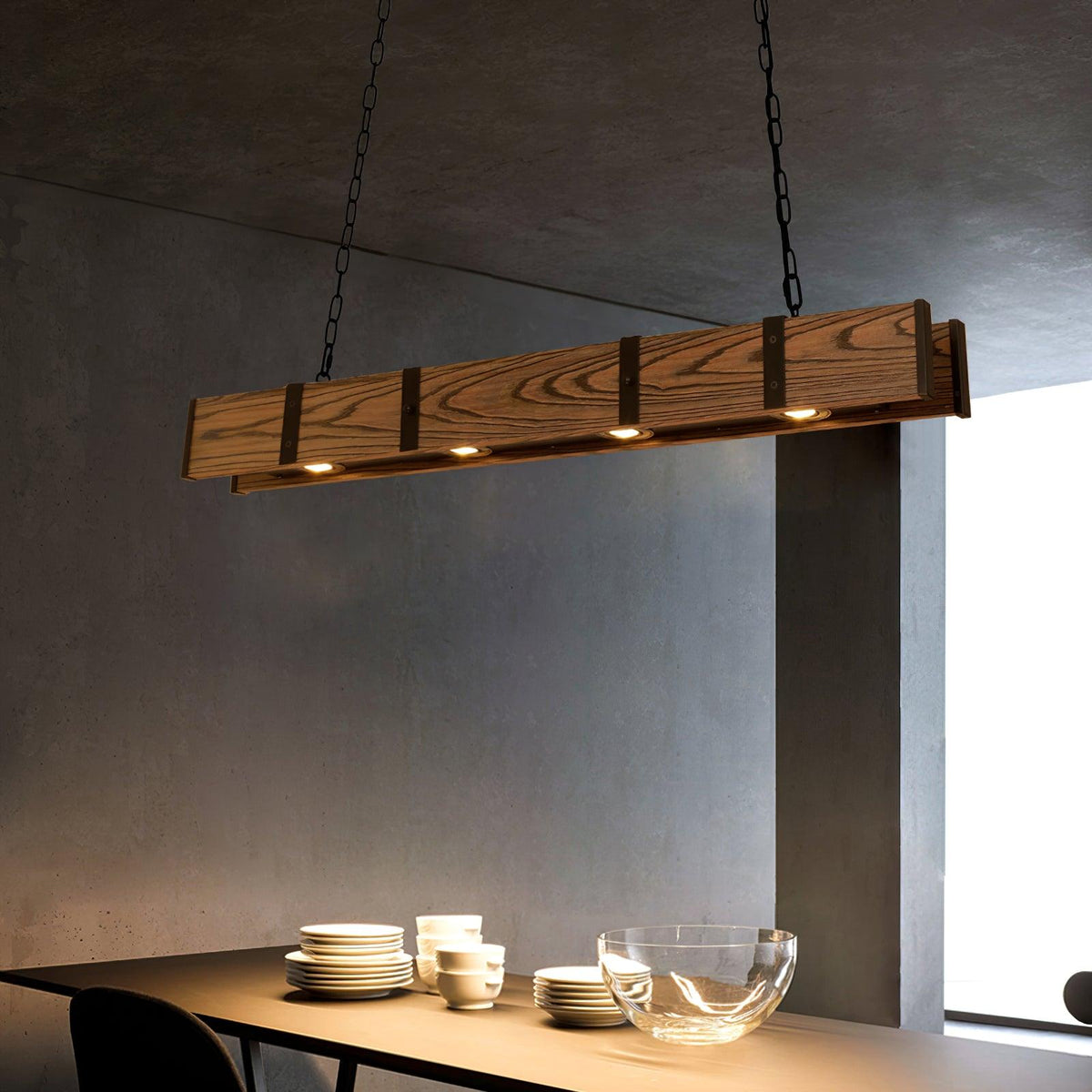 Lustra Chandelier Pleva Linear Natural Wood