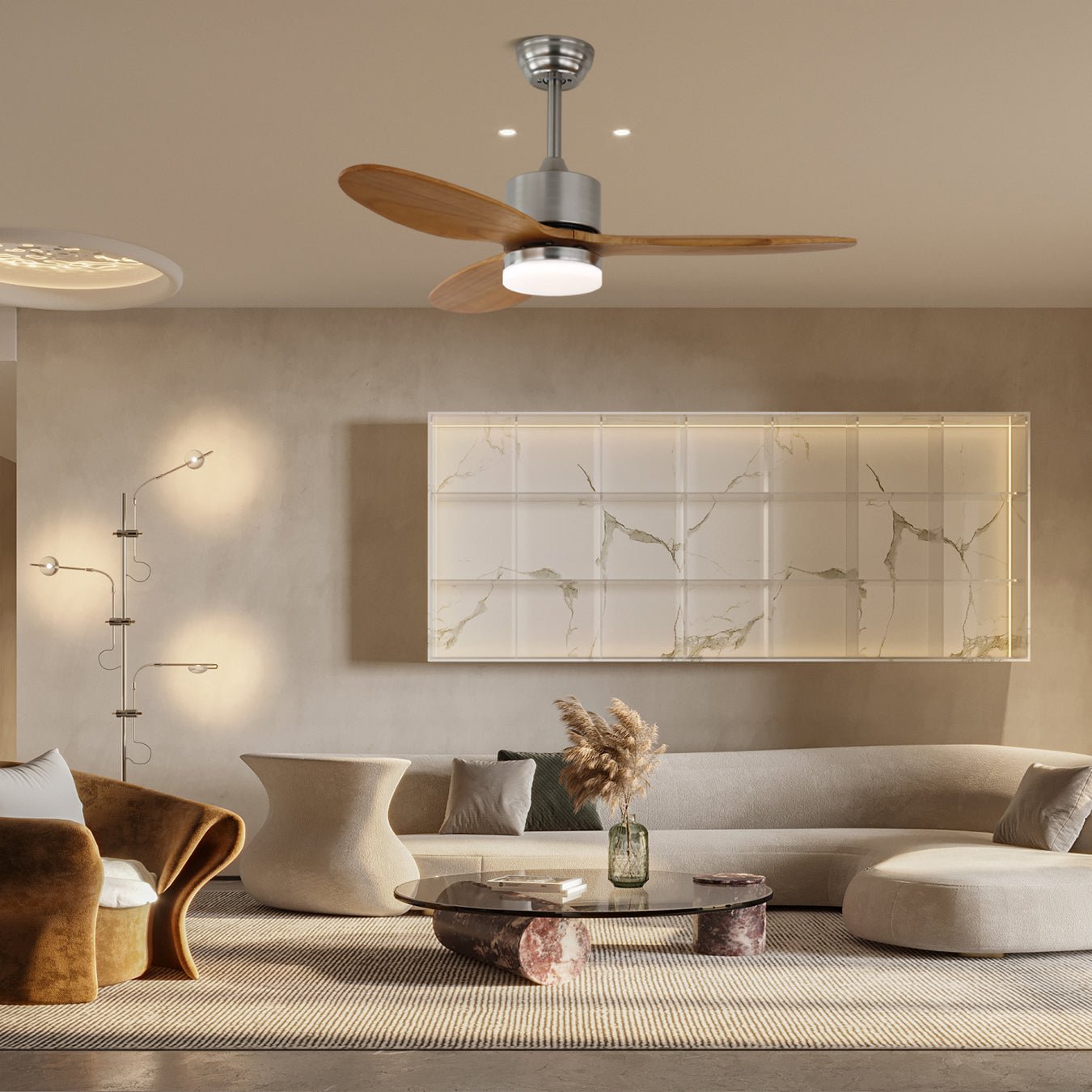 Elara Minimalist Wood Ceiling Fan Light