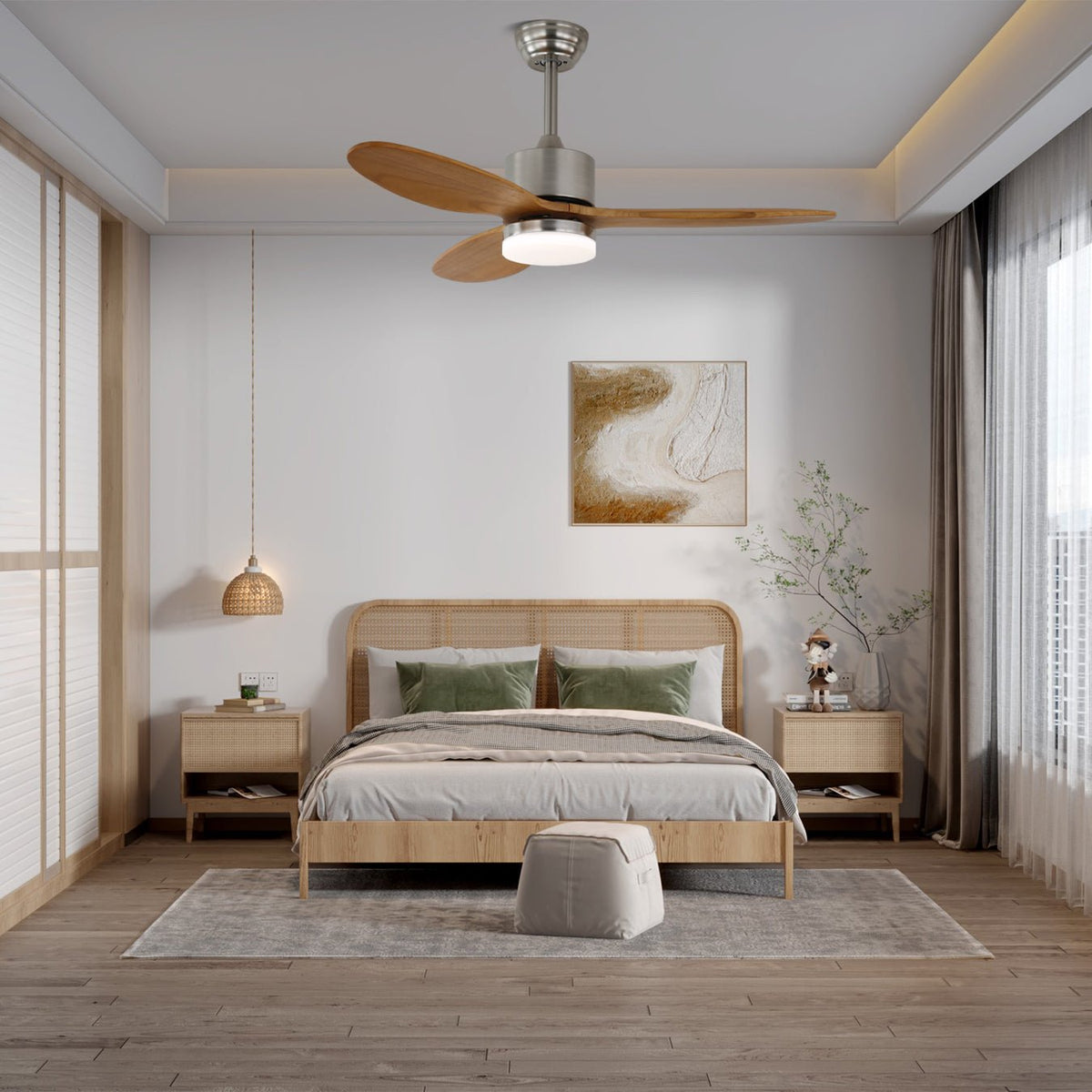 Elara Minimalist Wood Ceiling Fan Light