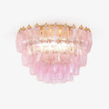 Aurora Ceiling Lamp Poliedri Pink Murano Glass Layered Flush Mount