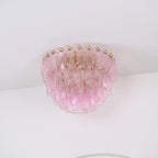 Aurora Ceiling Lamp Poliedri Pink Murano Glass Layered Flush Mount