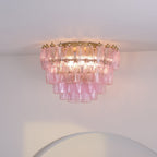 Aurora Ceiling Lamp Poliedri Pink Murano Glass Layered Flush Mount