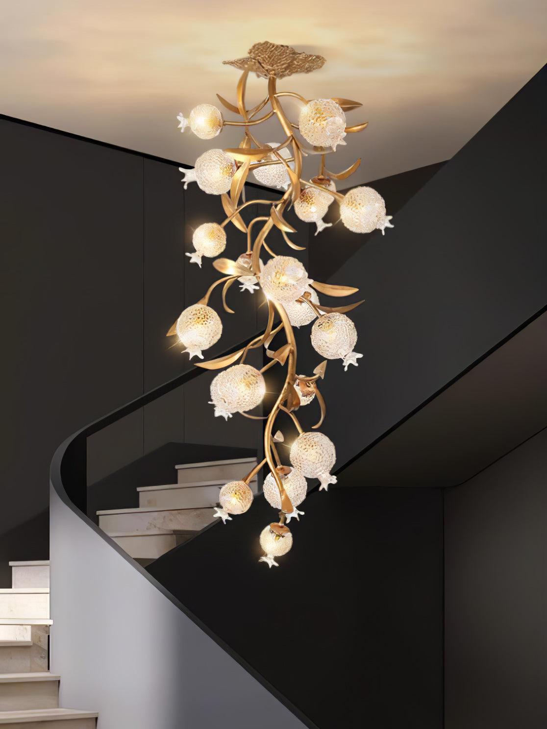 Aursorir Elegance Pomegranate Brass Glass Ceiling Lamp