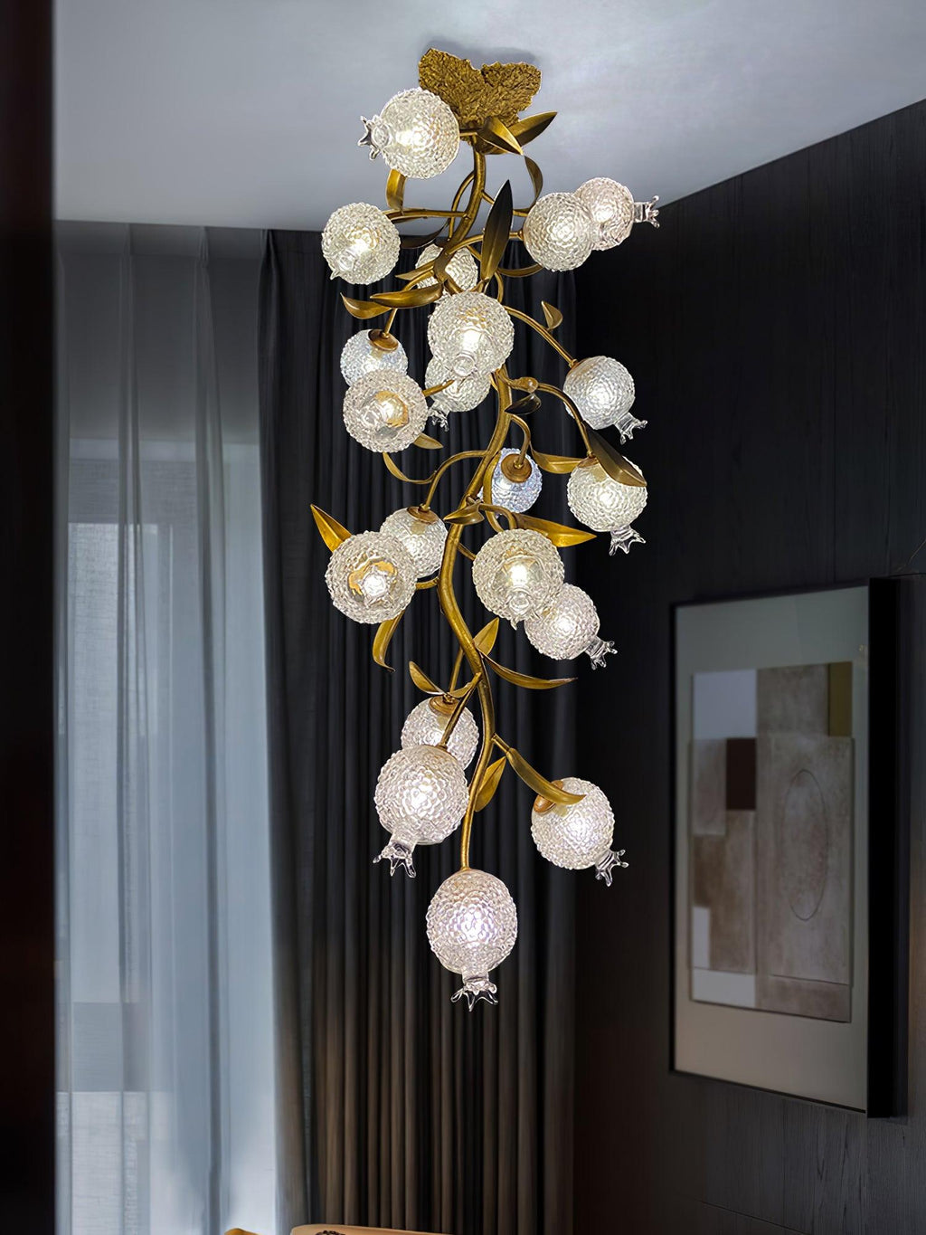 Aursorir Elegance Pomegranate Brass Glass Ceiling Lamp