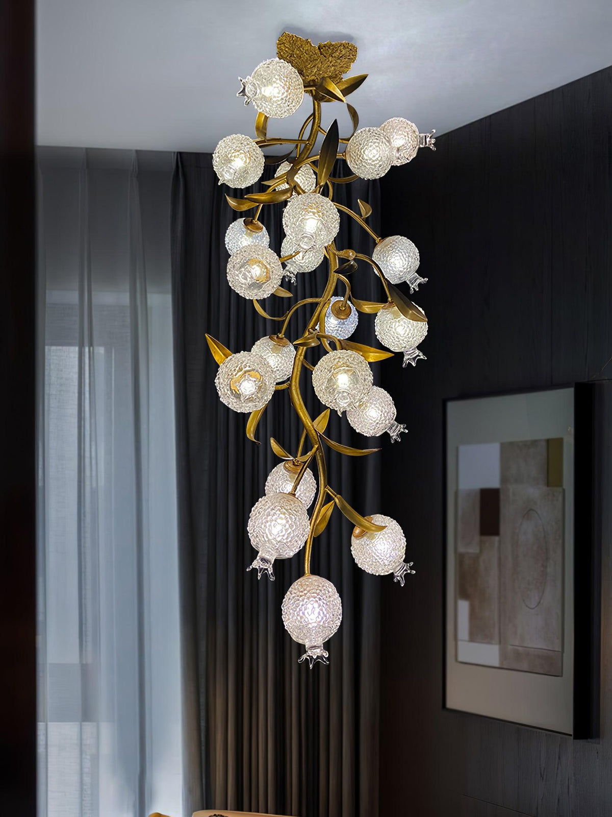 Aursorir Elegance Pomegranate Brass Glass Ceiling Lamp