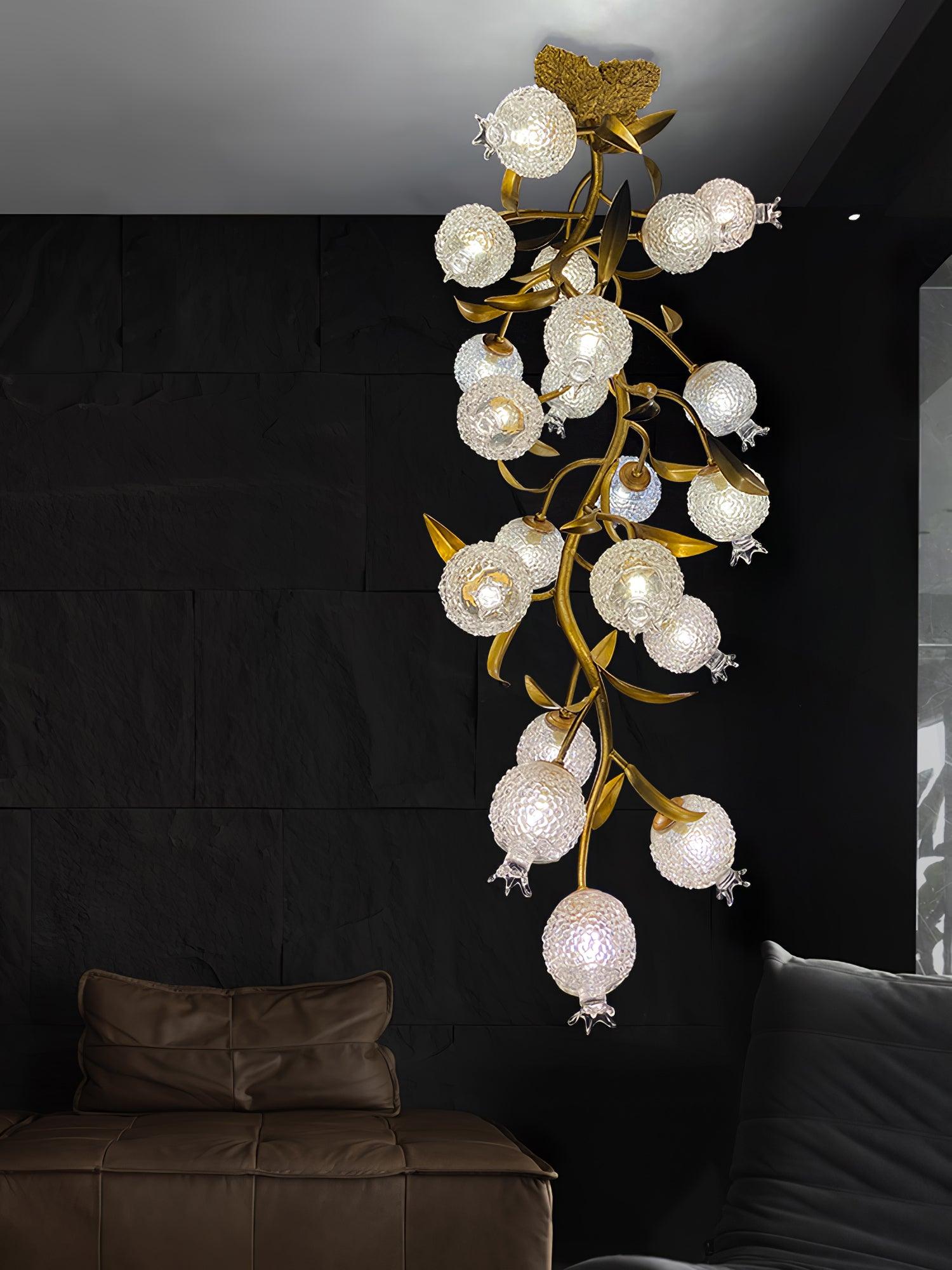 Aursorir Elegance Pomegranate Brass Glass Ceiling Lamp
