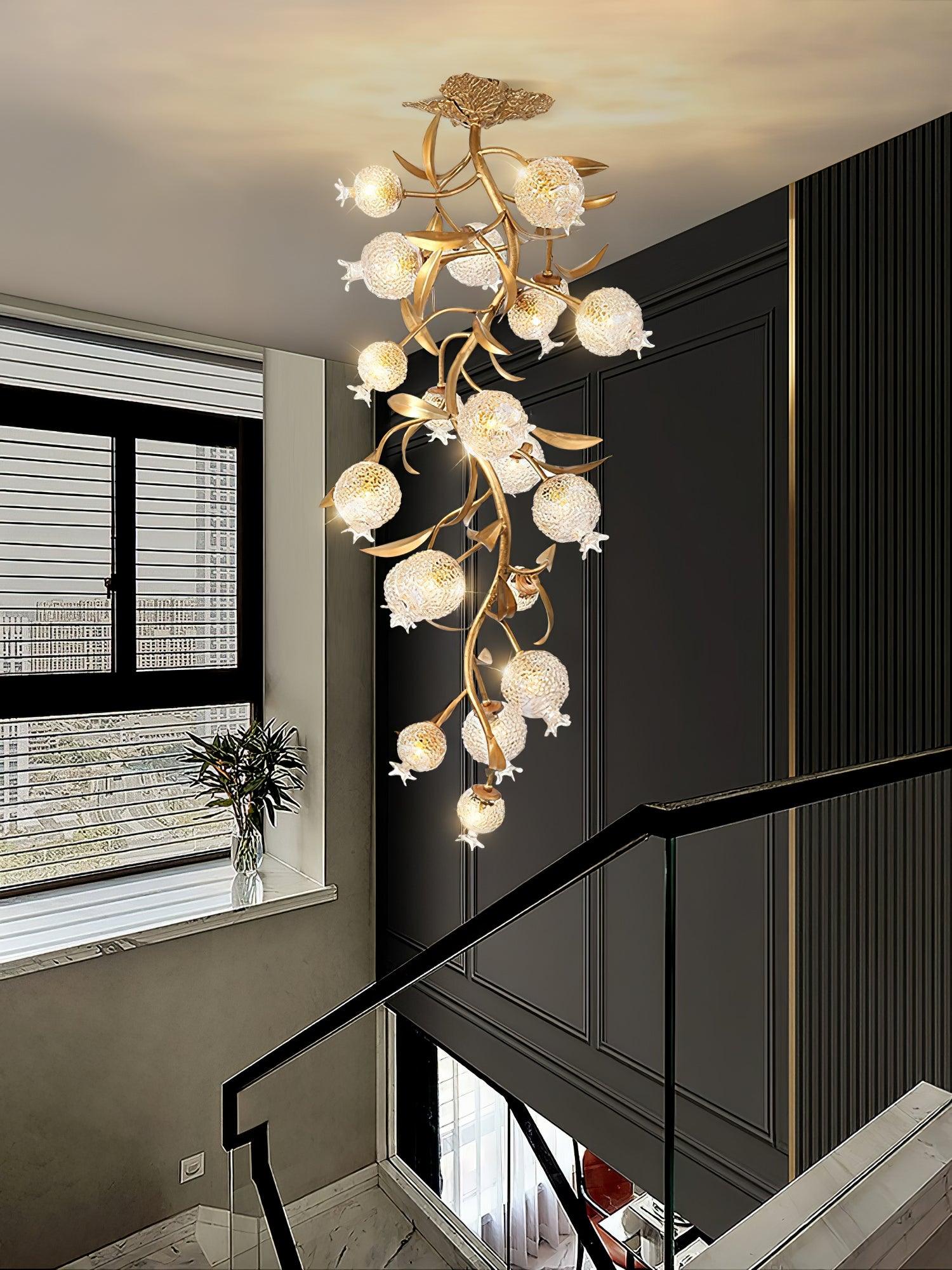 Aursorir Elegance Pomegranate Brass Glass Ceiling Lamp