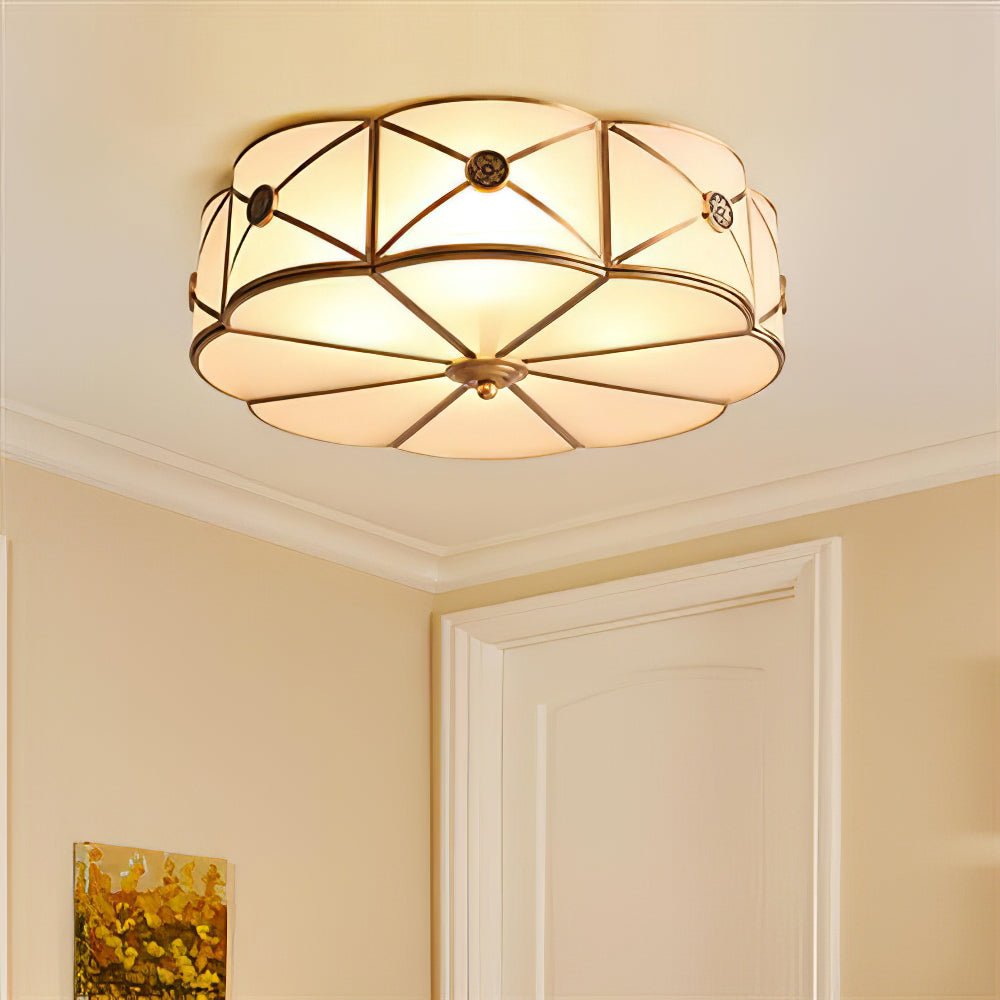 Solara Ceiling Lamp Brass Scalloped Frosted Classic