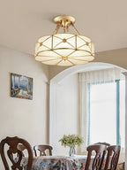 Solara Ceiling Lamp Brass Scalloped Frosted Classic