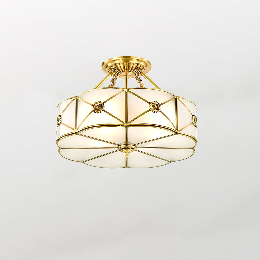 Solara Ceiling Lamp Brass Scalloped Frosted Classic