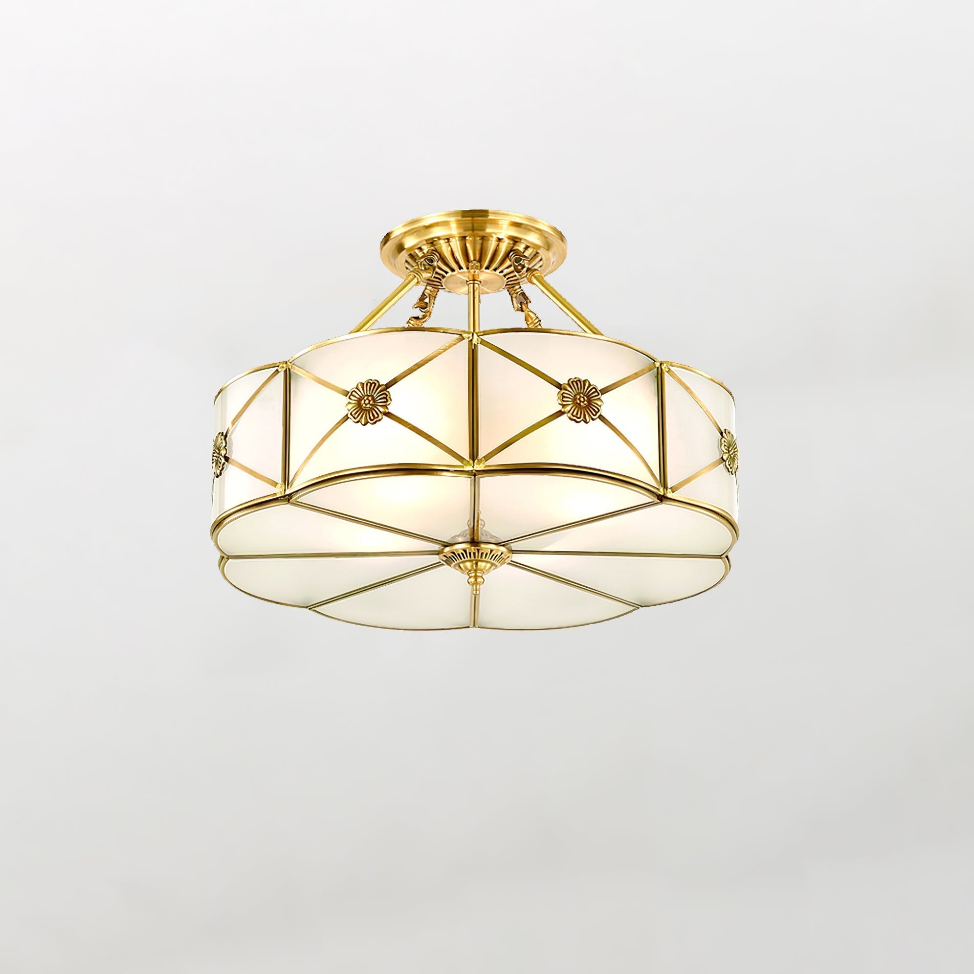 Solara Ceiling Lamp Brass Scalloped Frosted Classic