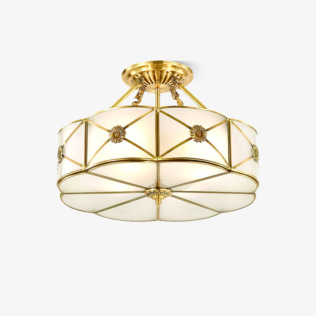 Solara Ceiling Lamp Brass Scalloped Frosted Classic