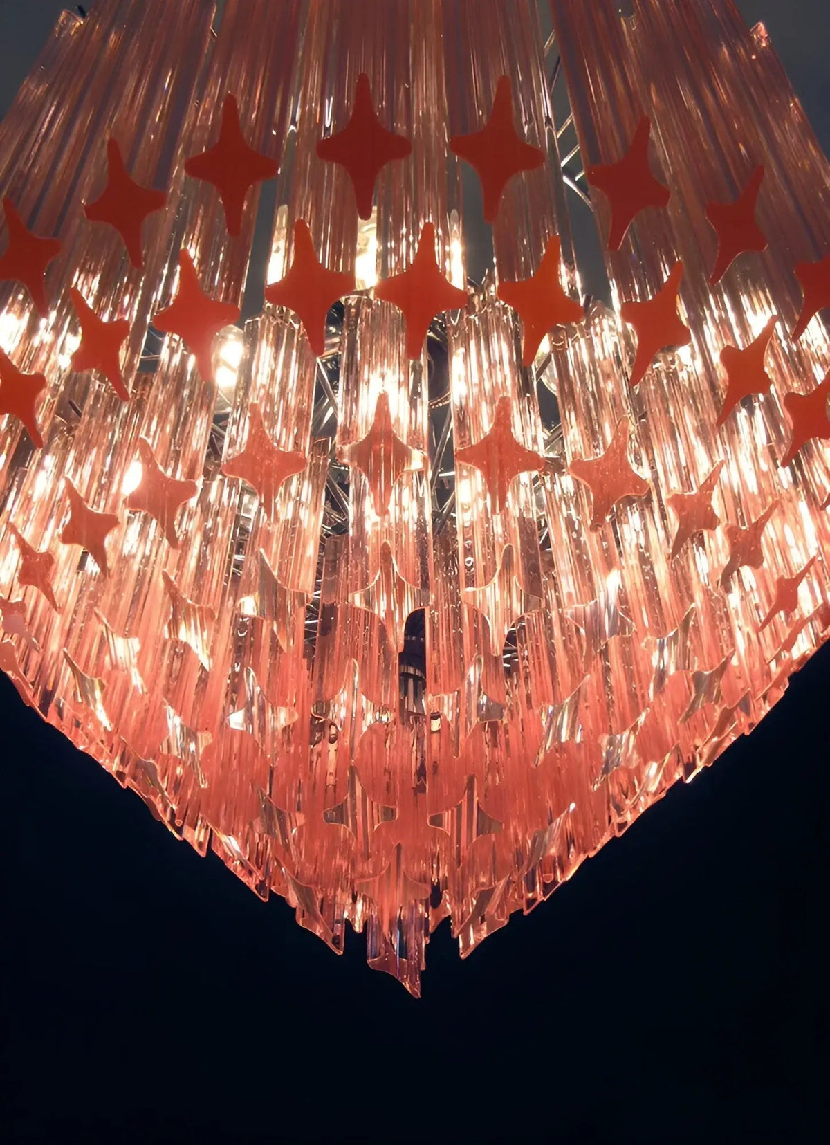 Aurora Chandelier Pink Glass Prisms Geometric