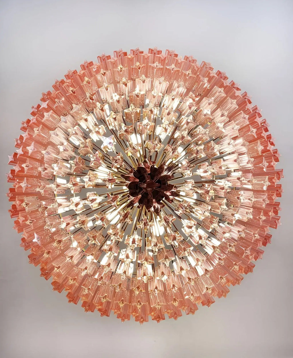 Aurora Chandelier Pink Glass Prisms Geometric