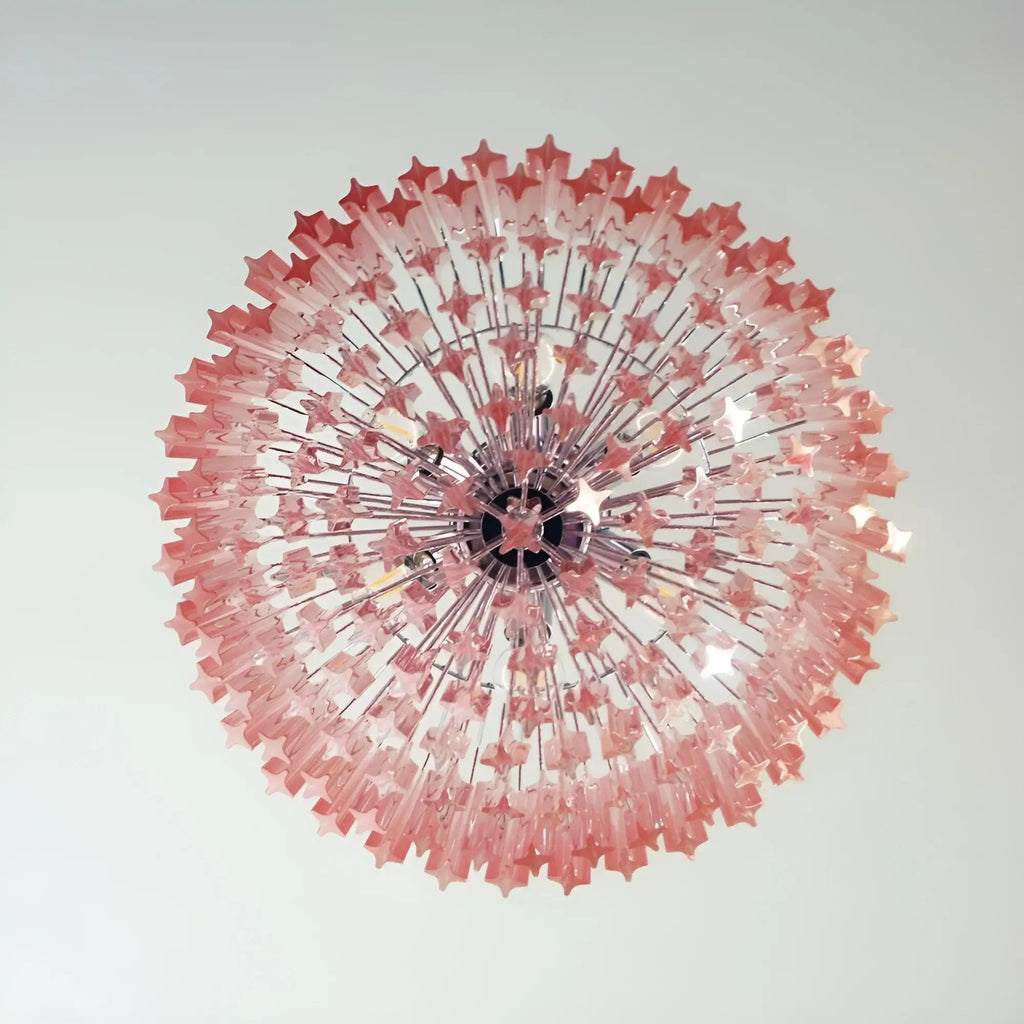 Aurora Chandelier Pink Glass Prisms Geometric