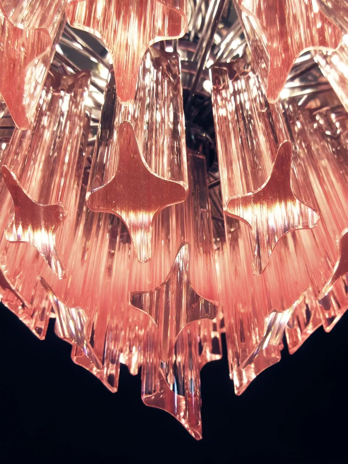 Aurora Chandelier Pink Glass Prisms Geometric