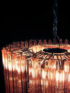 Aurora Chandelier Pink Glass Prisms Geometric