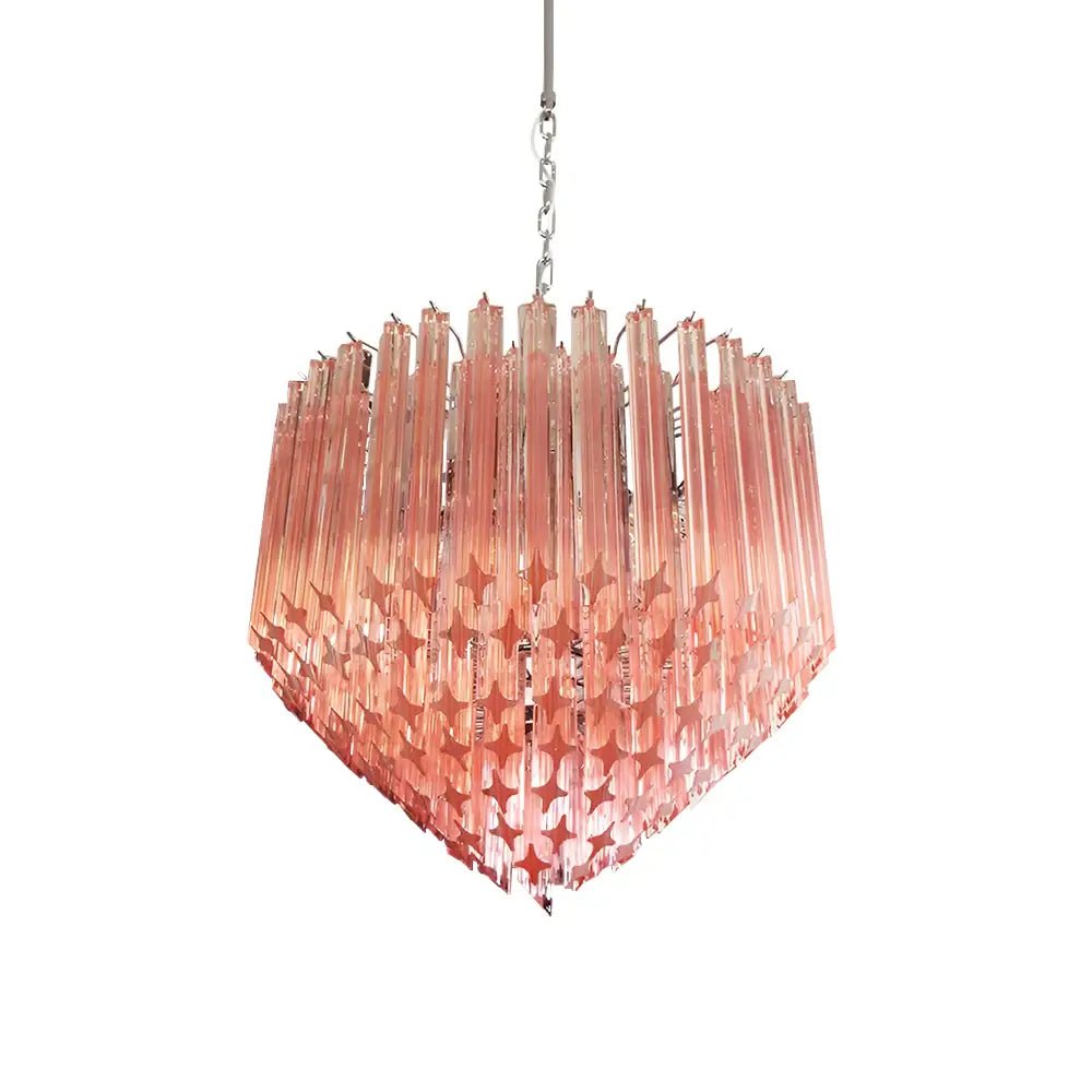 Aurora Chandelier Pink Glass Prisms Geometric
