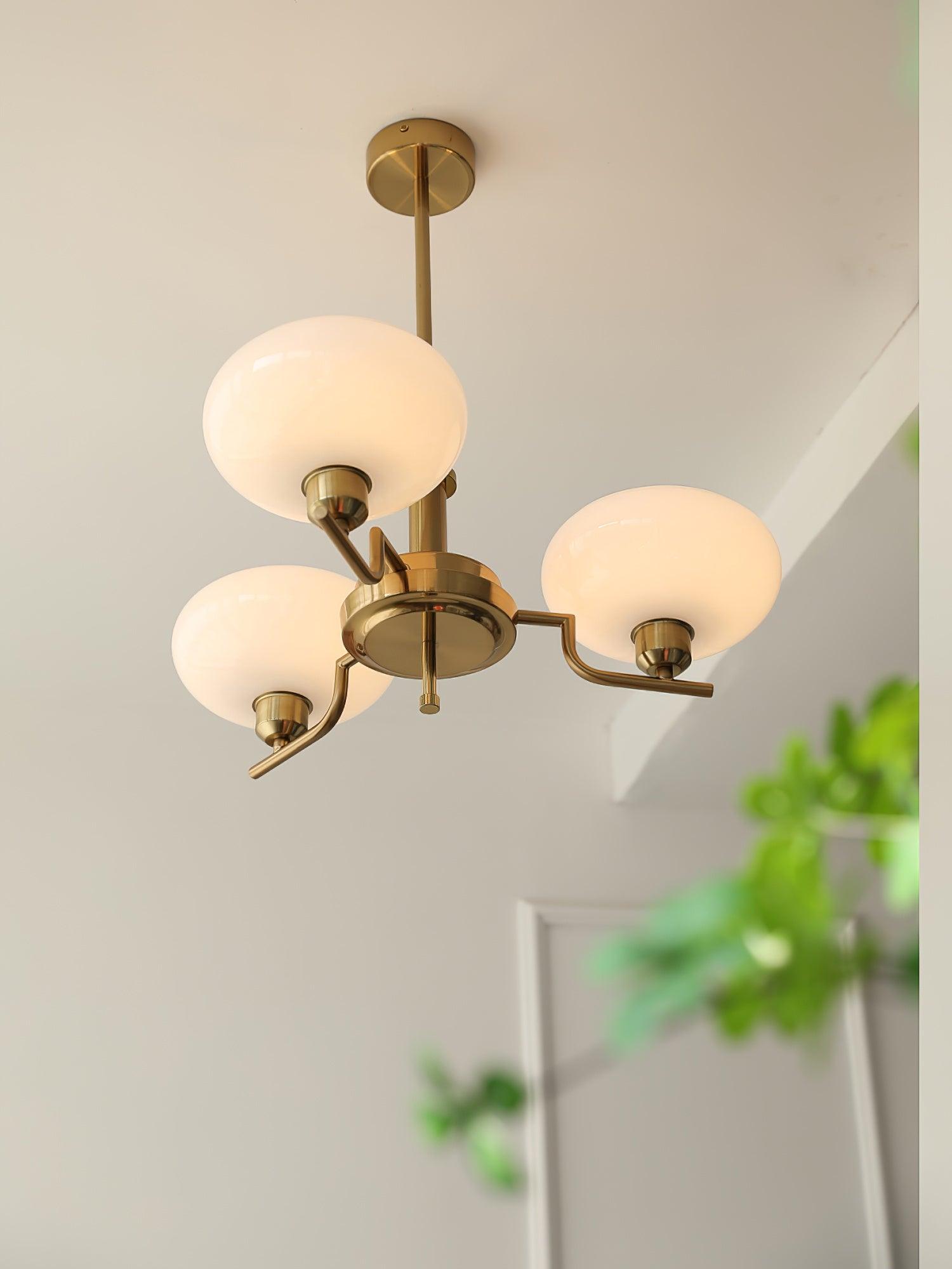 Lustra Pendant Lamp Glass Globe Brass Frame