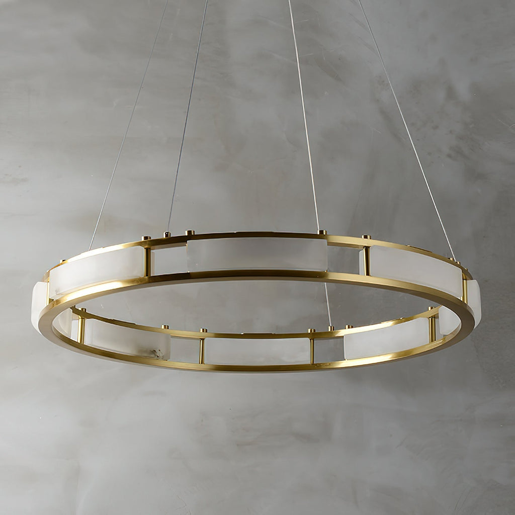 Cuzora Modern Minimalist Brass Alabaster Chandelier