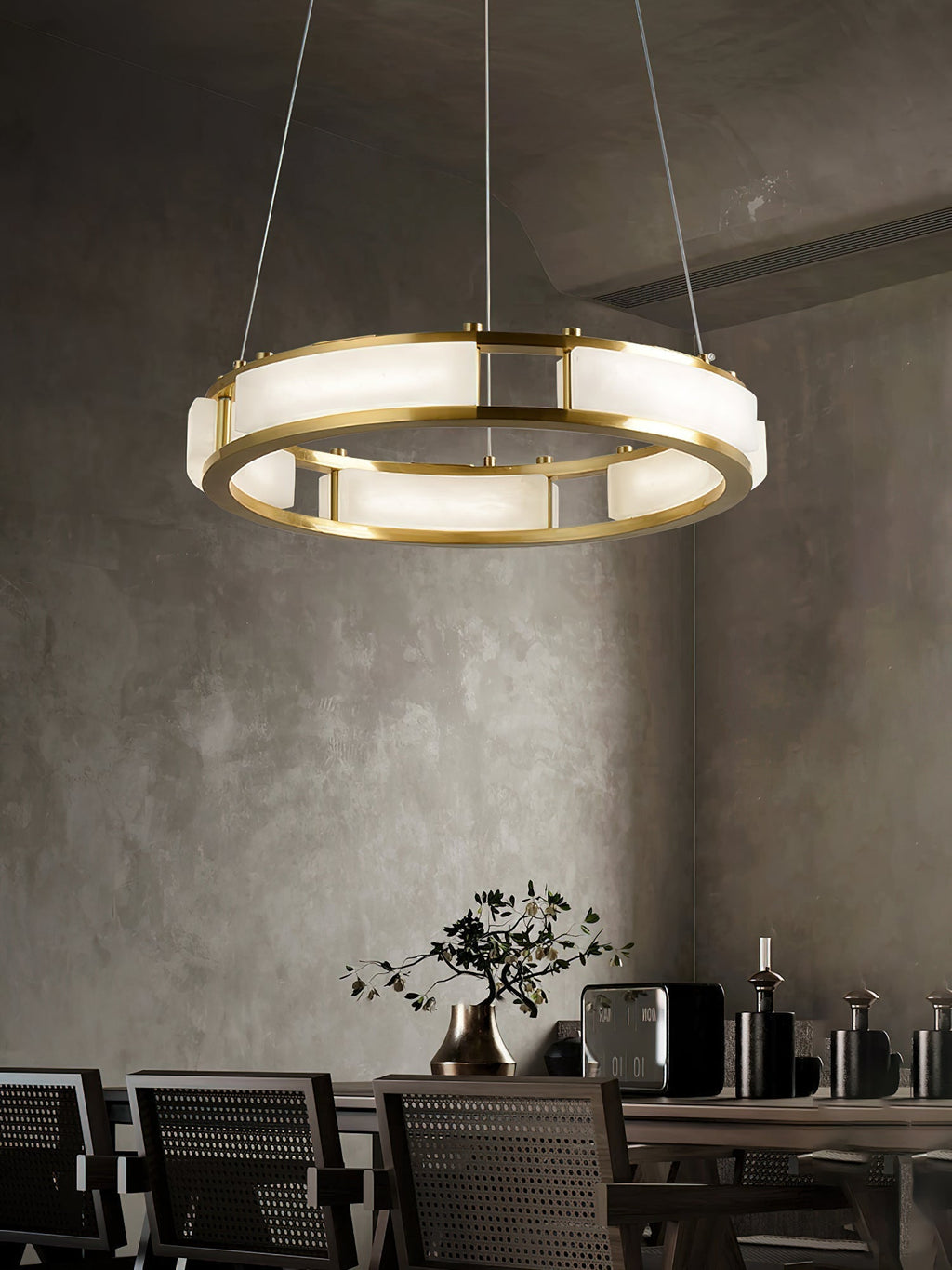 Cuzora Modern Minimalist Brass Alabaster Chandelier