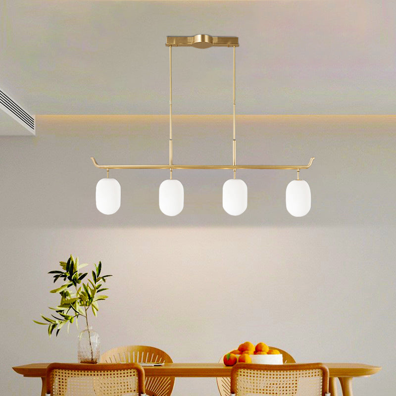 Valentina Modern Glass Linear Lantern Chandelier Dining Room