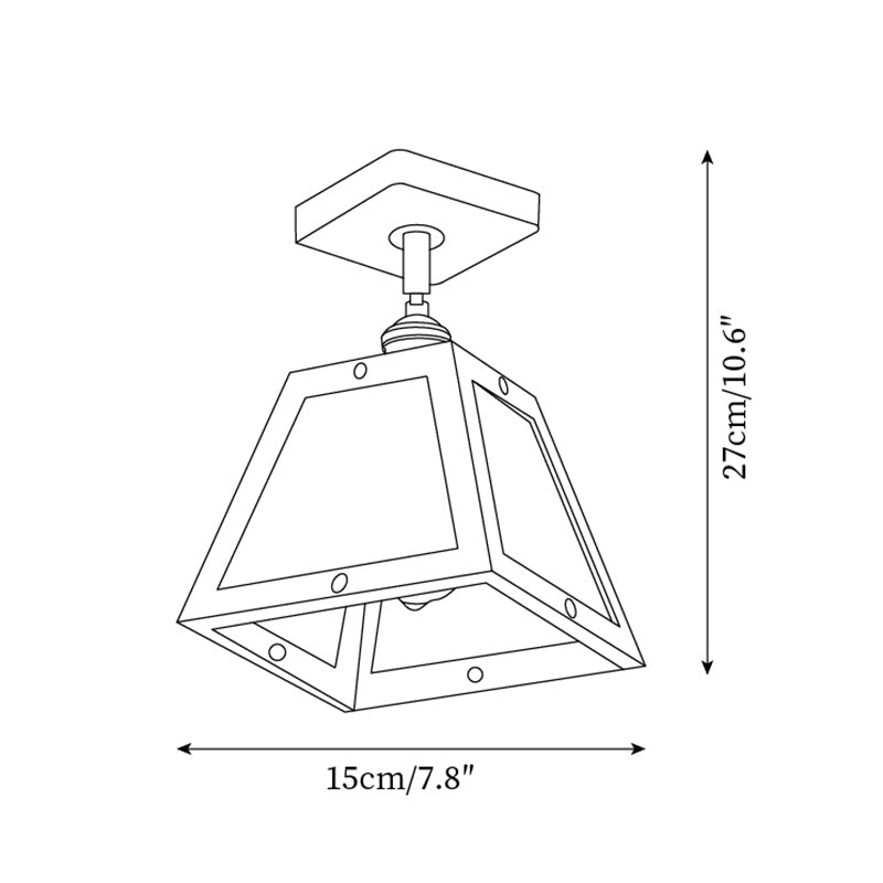 Radia Ceiling Lamp Wooden Frame Glass Panels Geometric