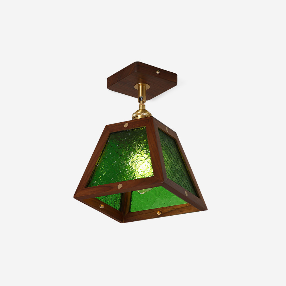 Radia Ceiling Light Wood Glass Vintage