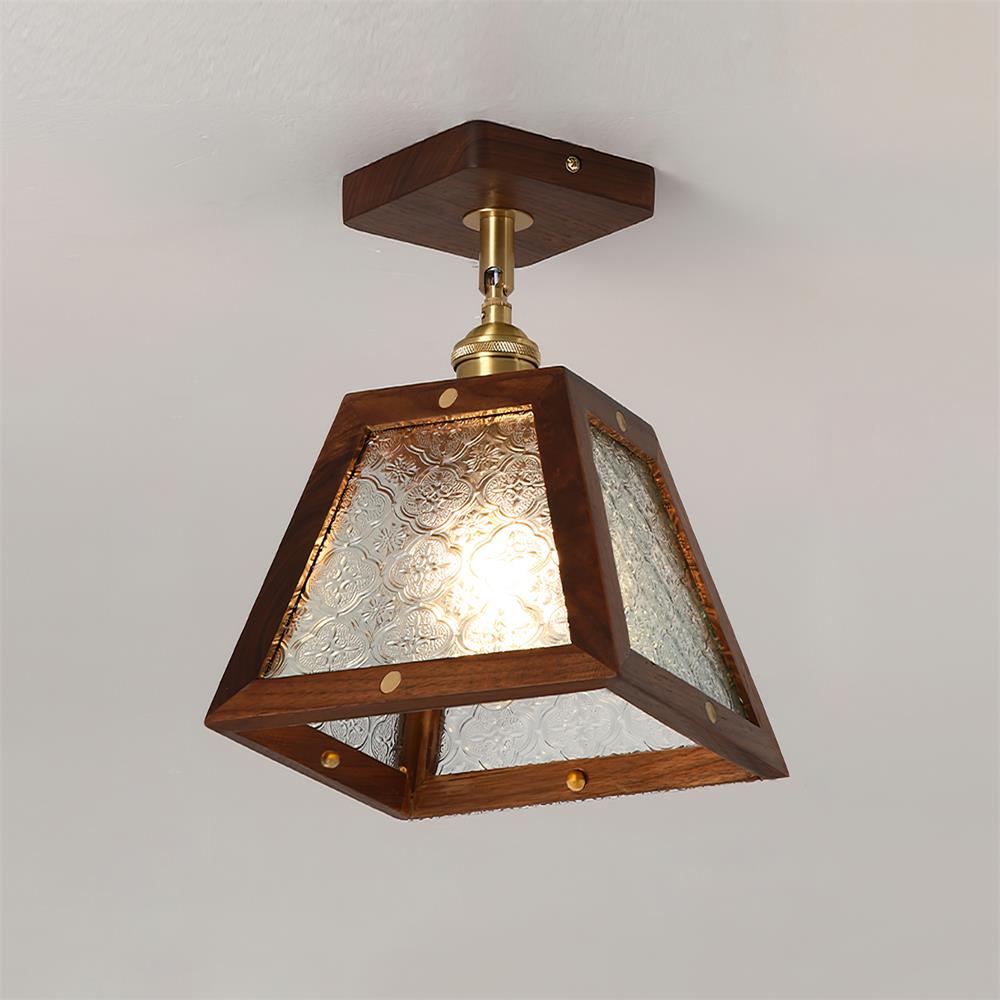 Radia Ceiling Light Wood Glass Vintage