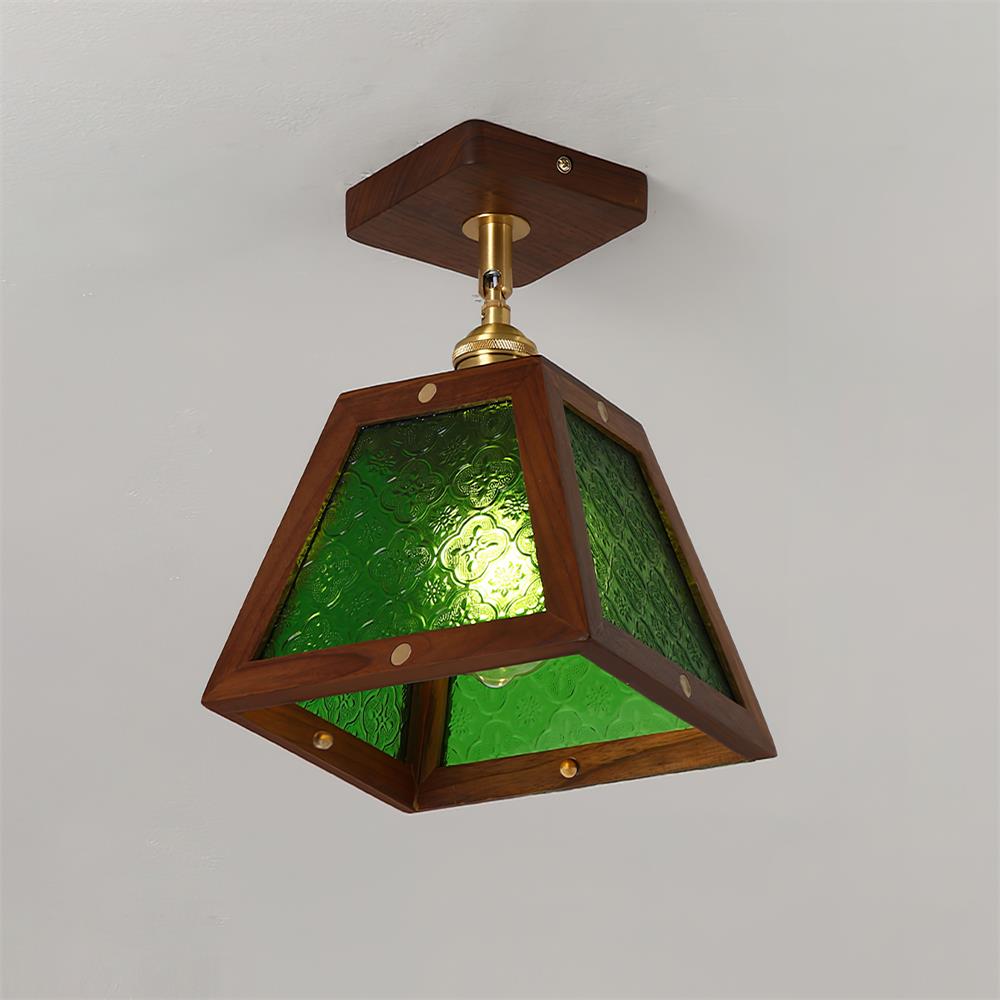 Radia Ceiling Light Wood Glass Vintage