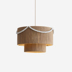 Raffine Pendant Lamp with Jute Drum & Beaded