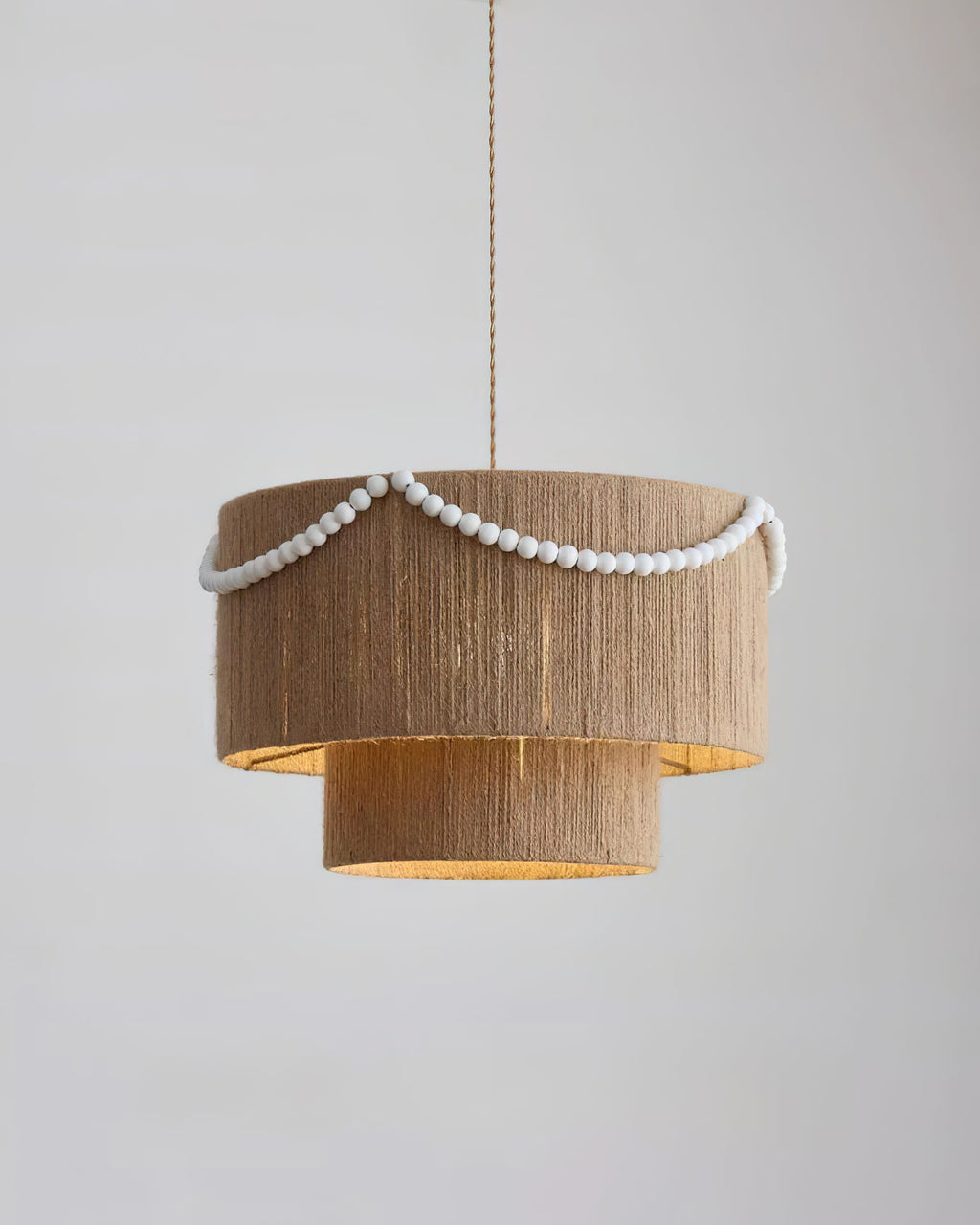 Raffine Pendant Lamp with Jute Drum & Beaded