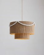 Raffine Pendant Lamp with Jute Drum & Beaded