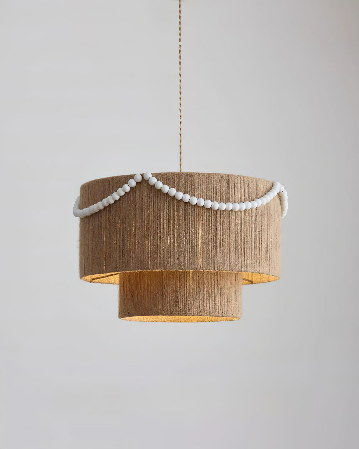 Raffine Pendant Lamp with Jute Drum & Beaded