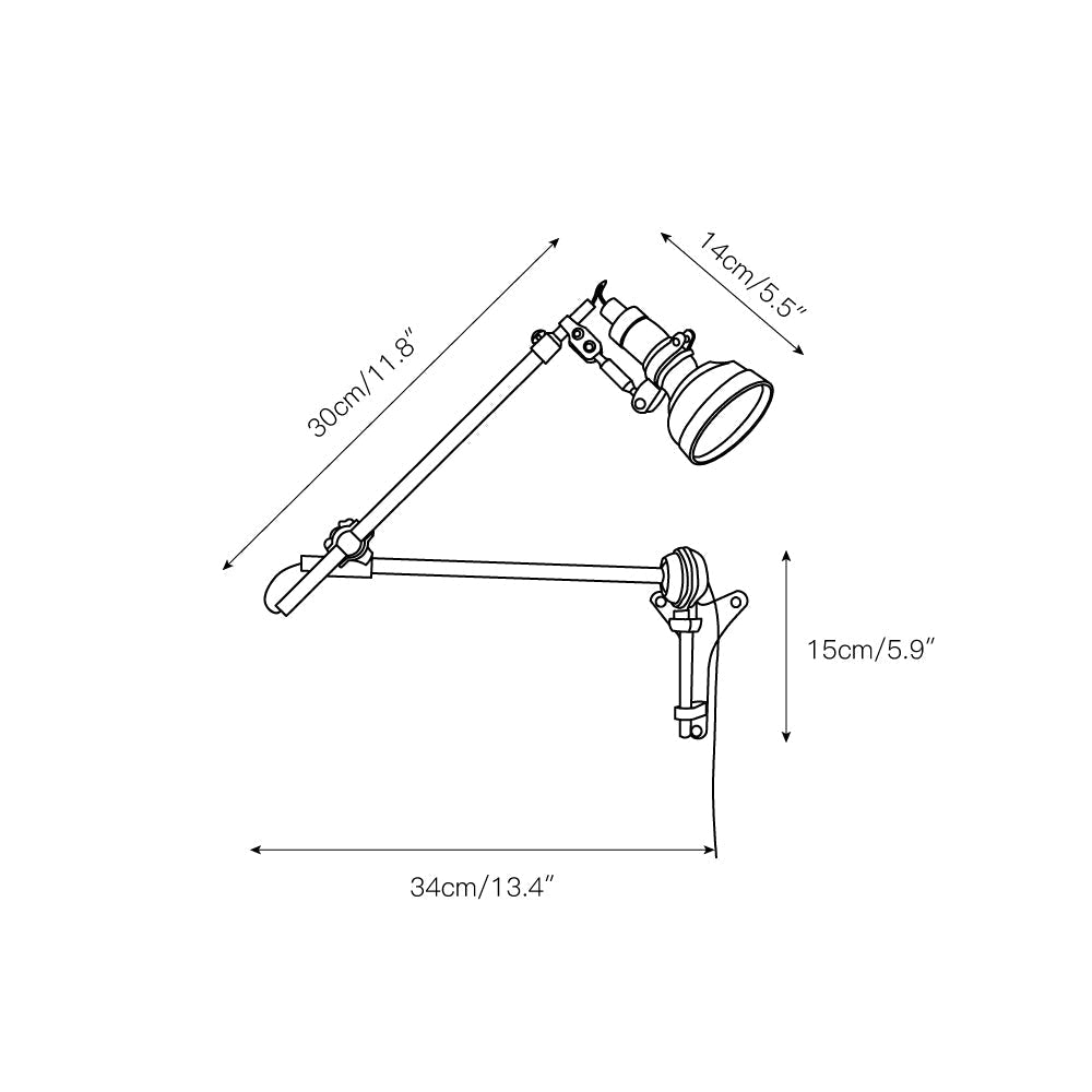 Allirora Vintage Rocker Arm Wall Lamp