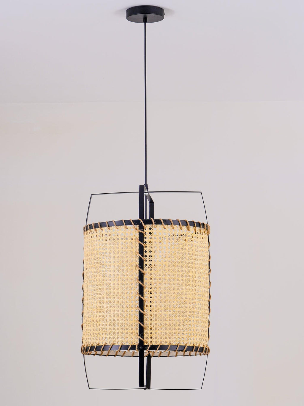 Solara Pendant Lamp Rattan Cane Frame Industrial