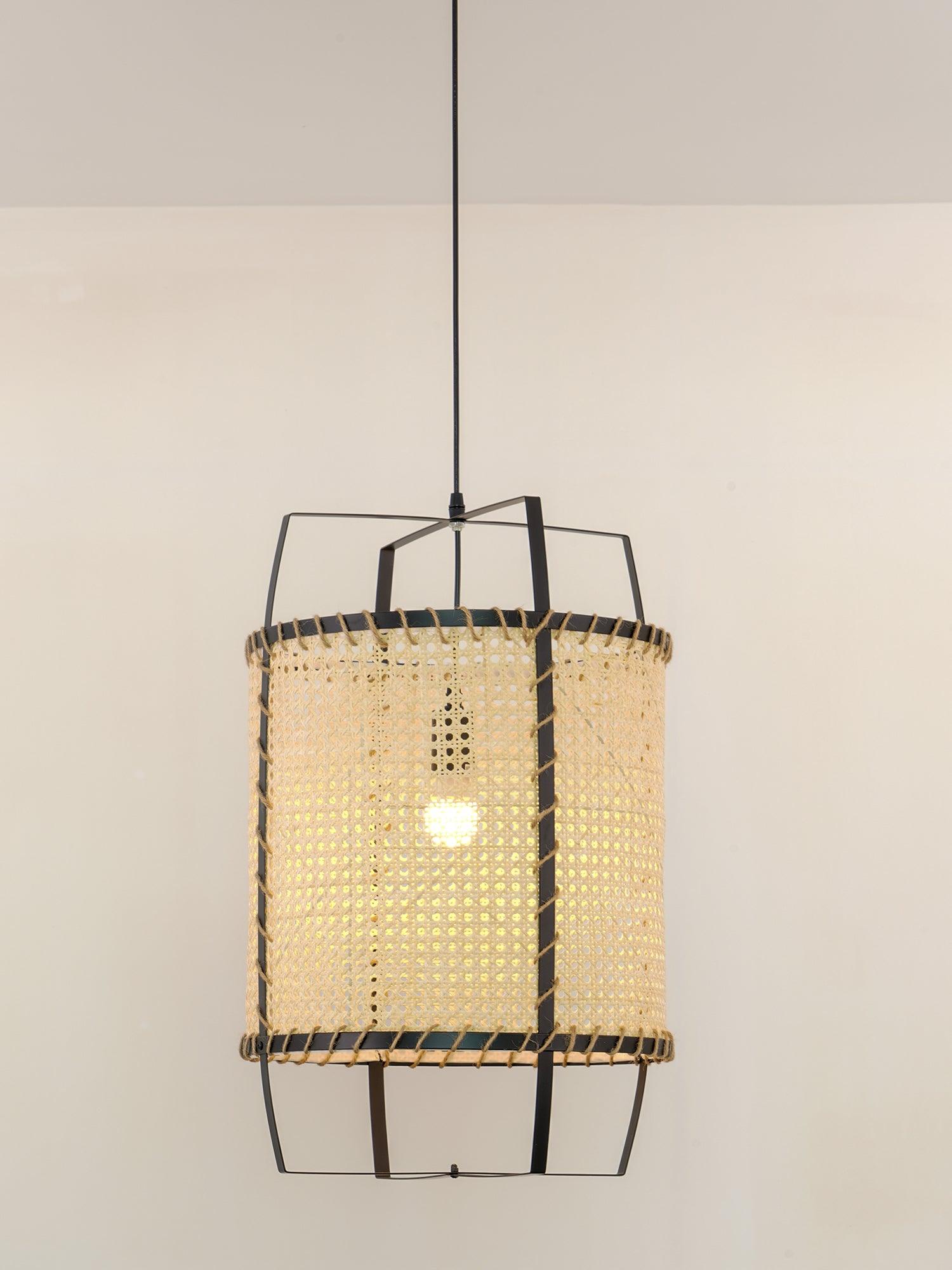 Solara Pendant Lamp Rattan Cane Frame Industrial
