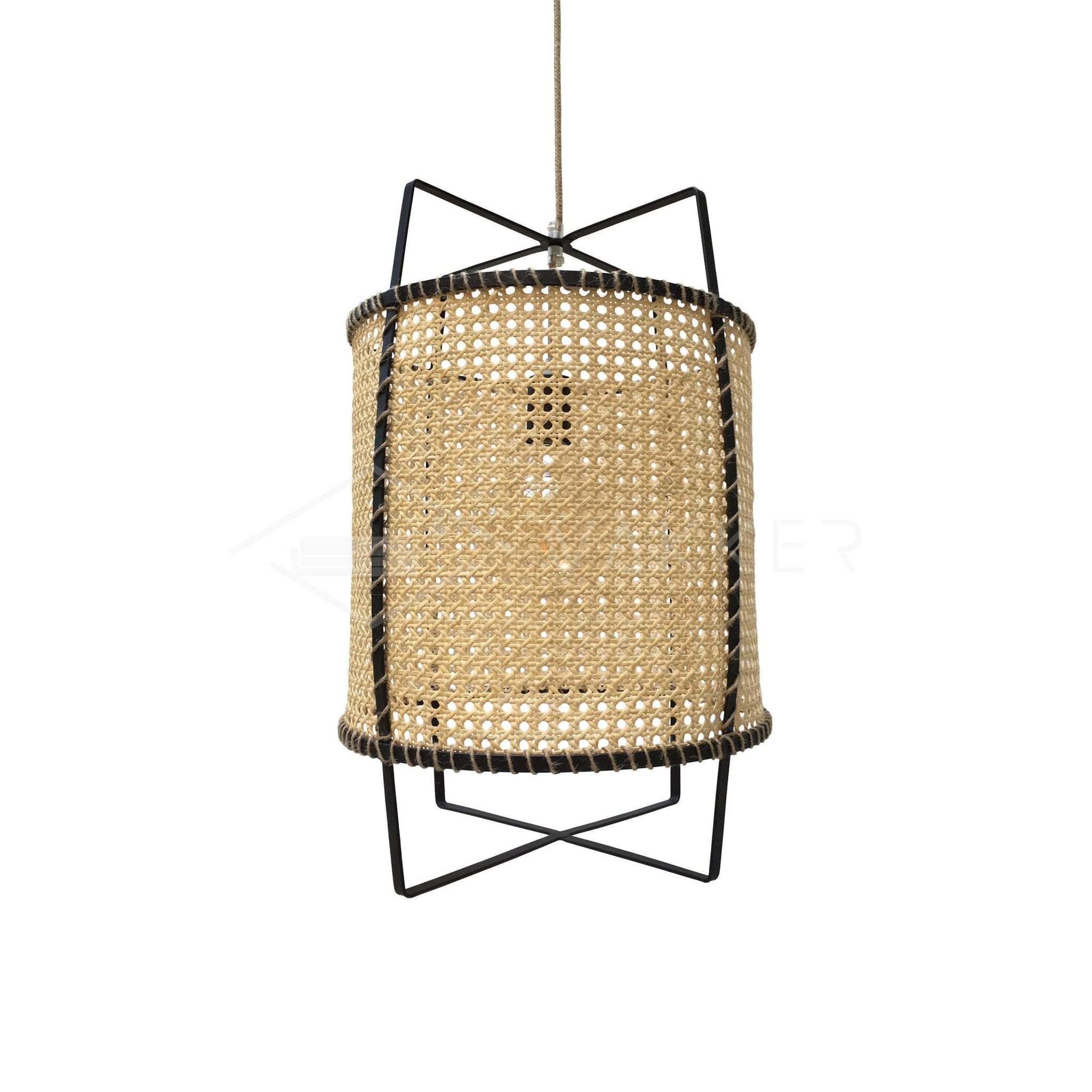 Solara Pendant Lamp Rattan Cane Frame Industrial