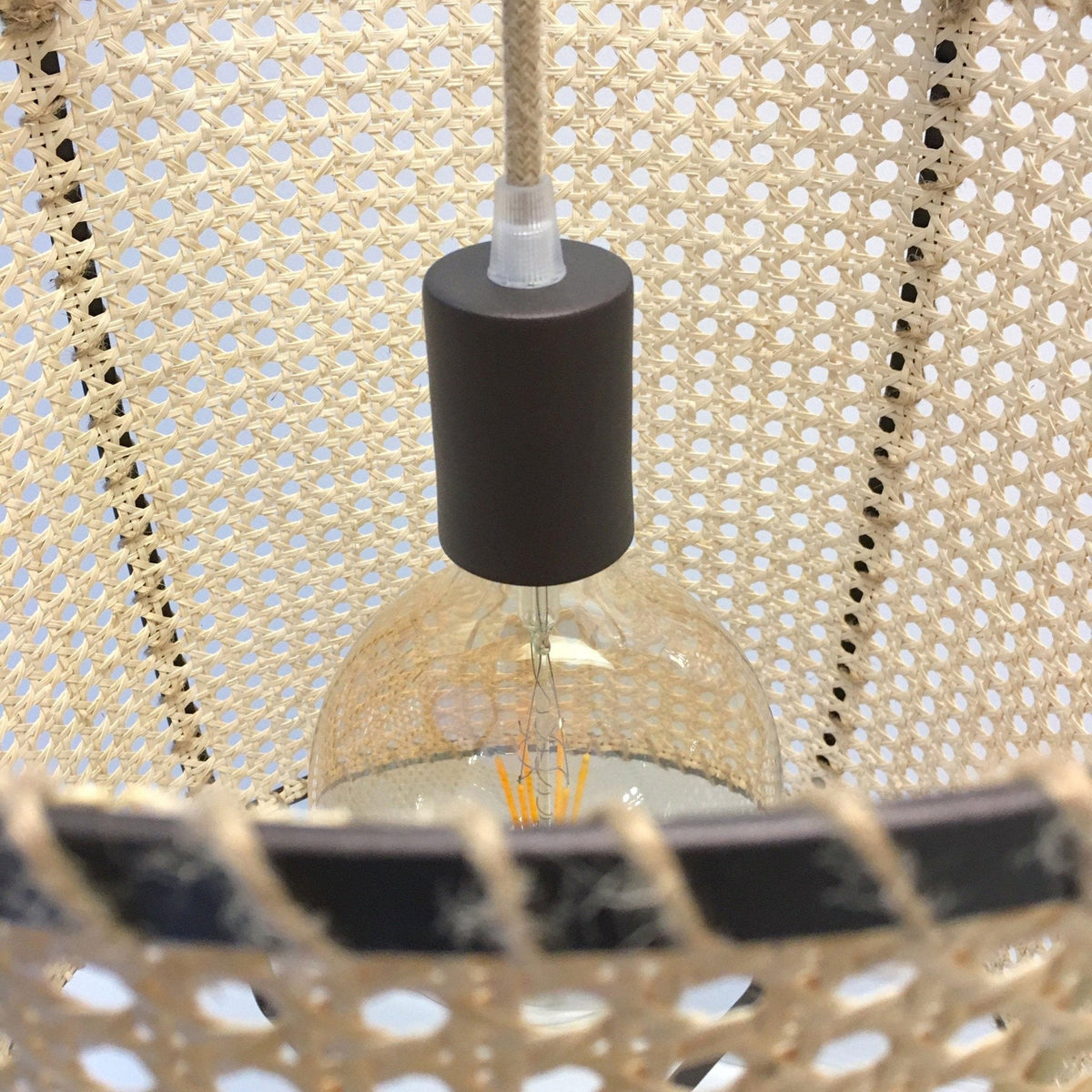 Solara Pendant Lamp Rattan Cane Frame Industrial
