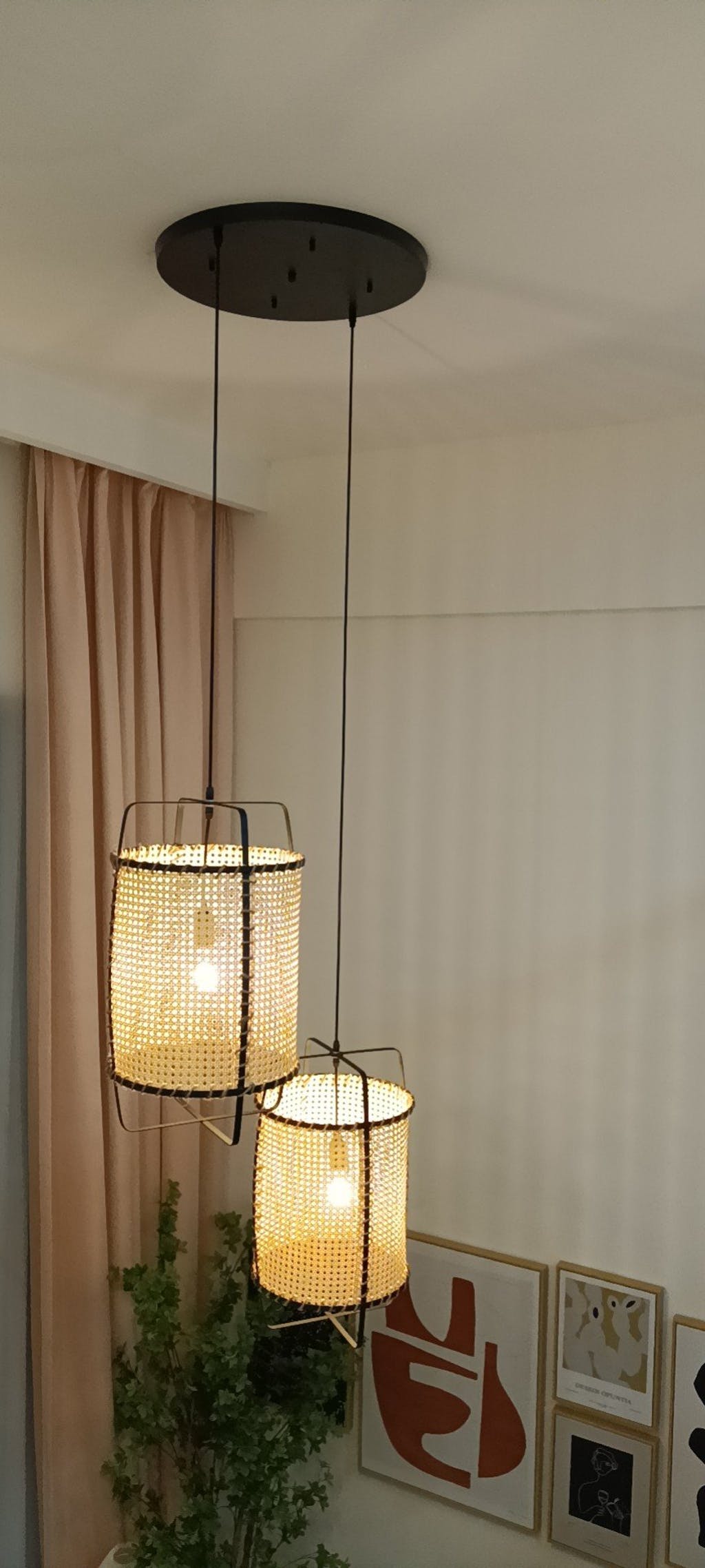 Solara Pendant Lamp Rattan Cane Frame Industrial