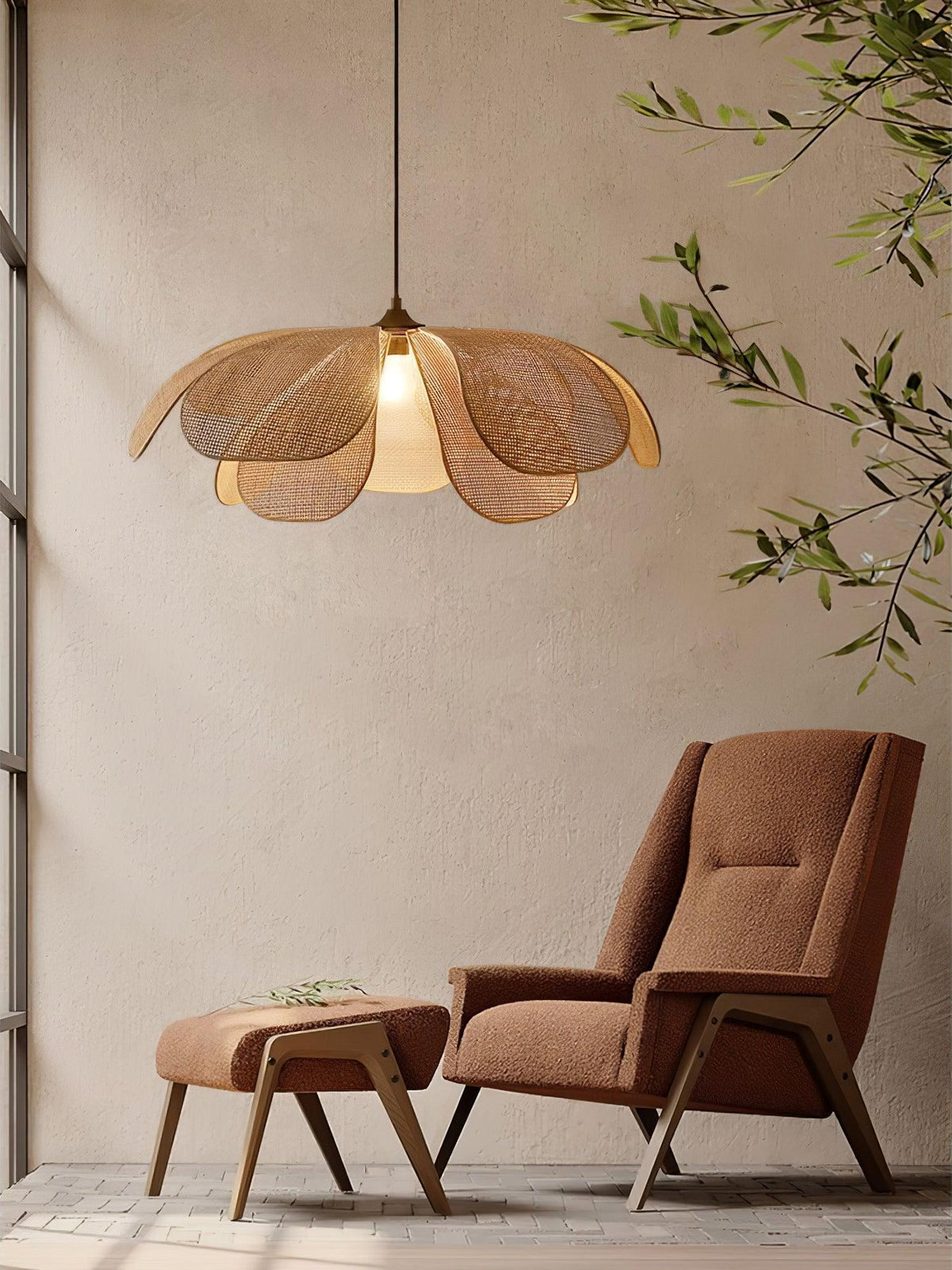 Eloria Petal-Shaped Rattan Pendant Light