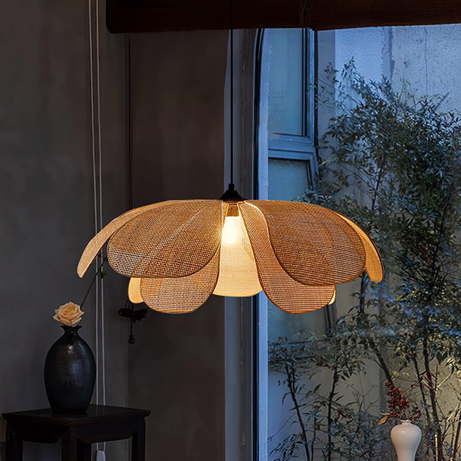 Eloria Petal-Shaped Rattan Pendant Light