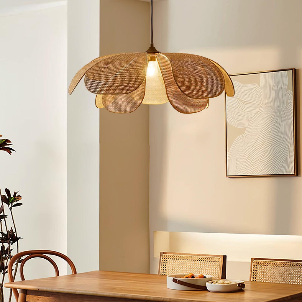 Eloria Petal-Shaped Rattan Pendant Light