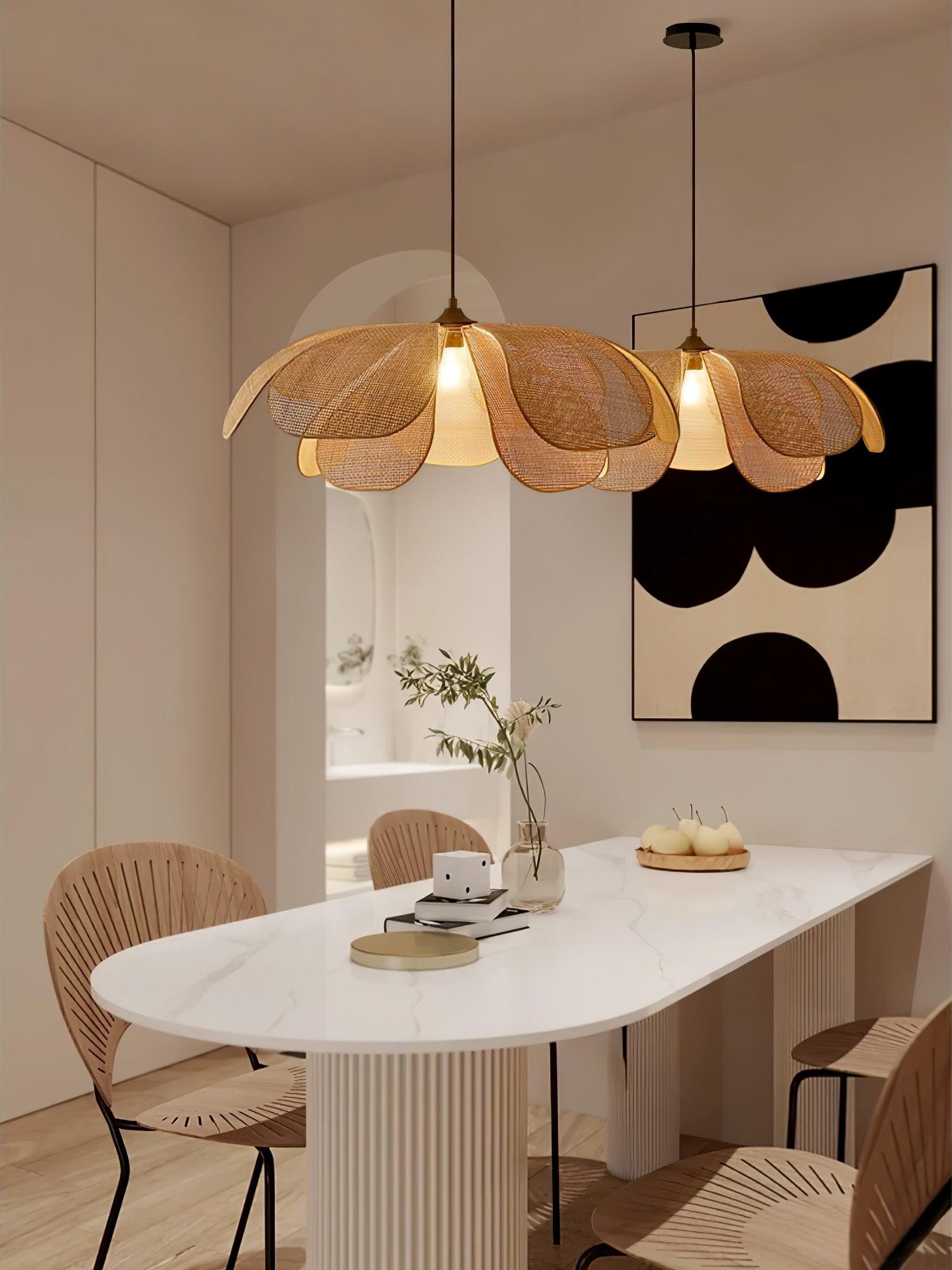 Eloria Petal-Shaped Rattan Pendant Light