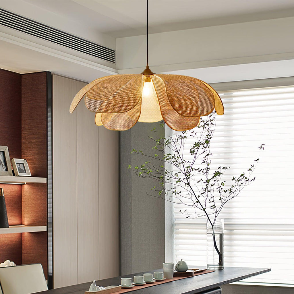 Eloria Petal-Shaped Rattan Pendant Light