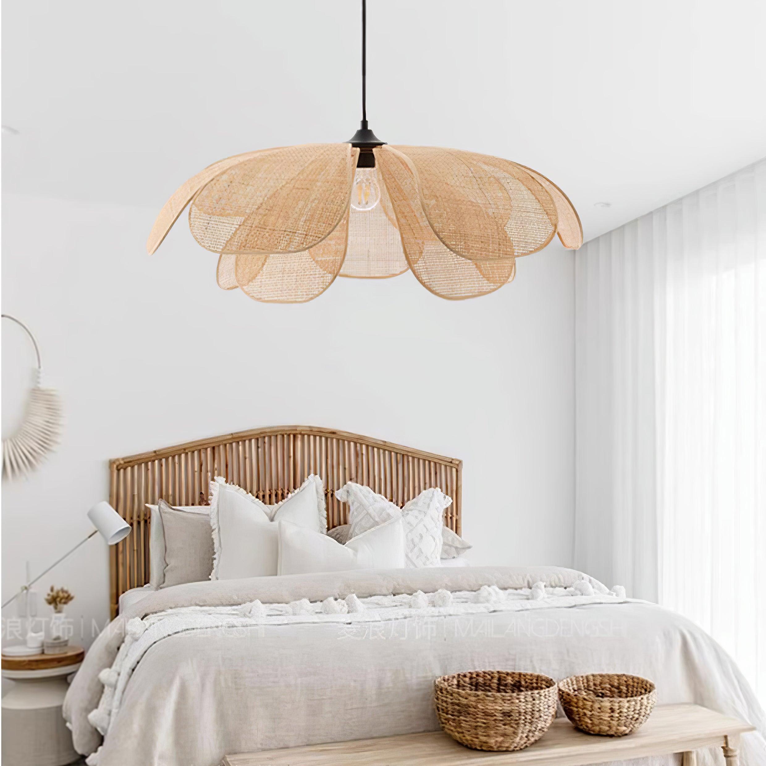 Eloria Petal-Shaped Rattan Pendant Light