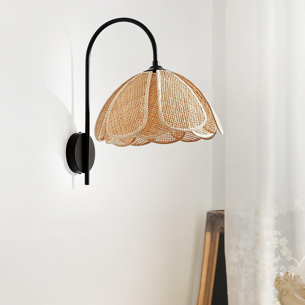 Edria Petal-Shaped Rattan Wall Lamp