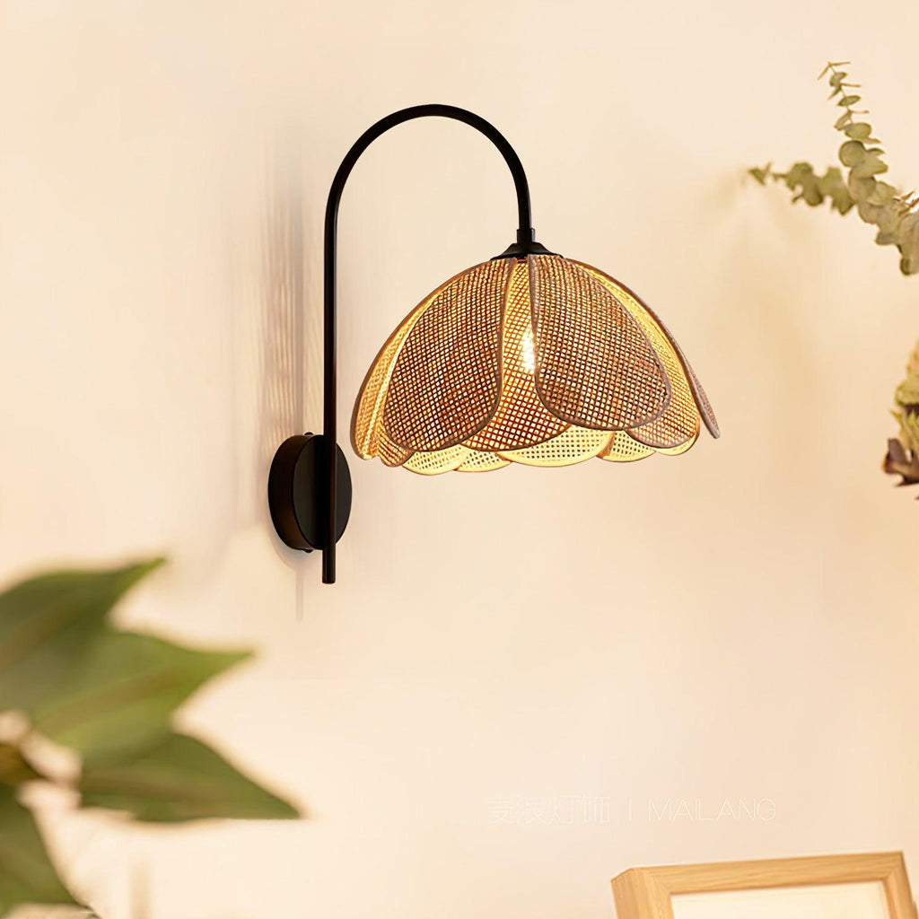 Edria Petal-Shaped Rattan Wall Lamp
