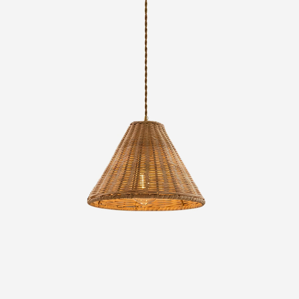 Pendant Lamp Rattan Shade and Body Cone Shape Natural Minimalist