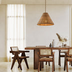 Pendant Lamp Rattan Shade and Body Cone Shape Natural Minimalist